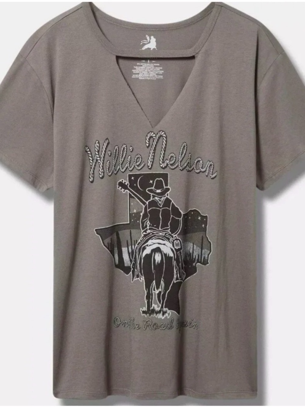 torrid Gray Willie Nelson Graphic V‑Notch Tee